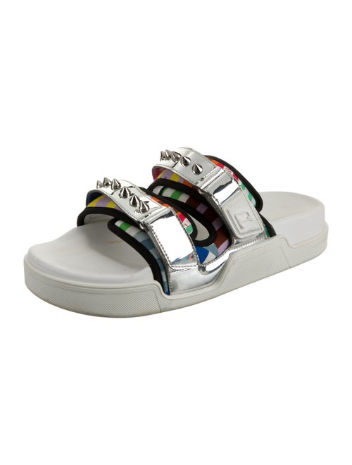 Christian Louboutin Patent Leather Striped Slides
