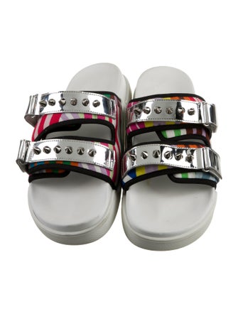 Christian Louboutin Patent Leather Striped Slides