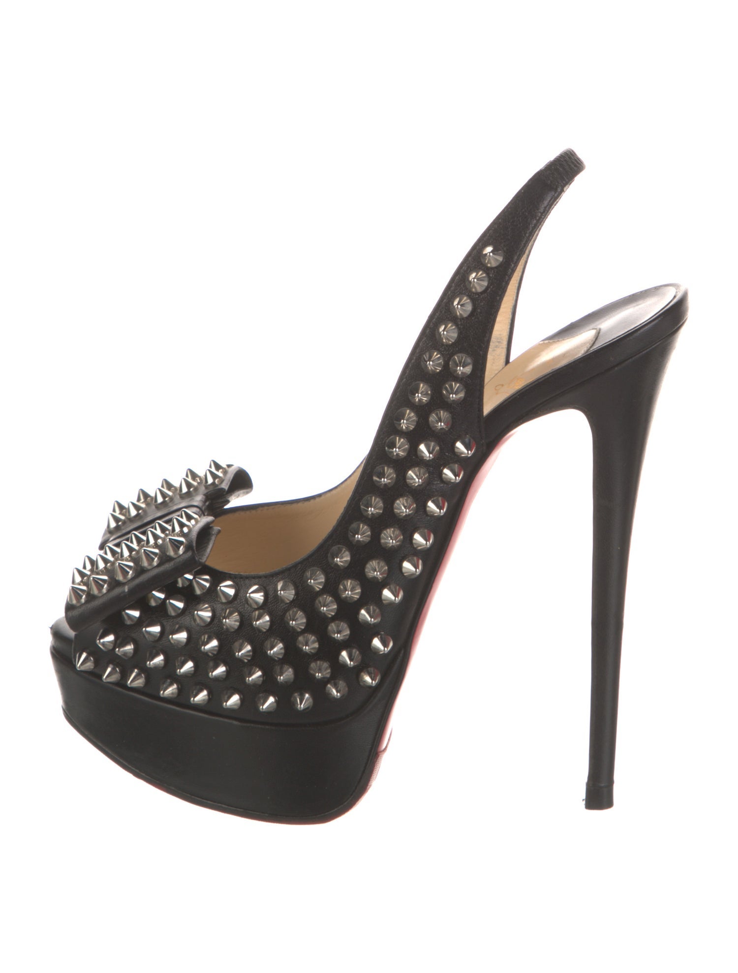 Christian Louboutin Spike Accents Leather Slingback Pumps
