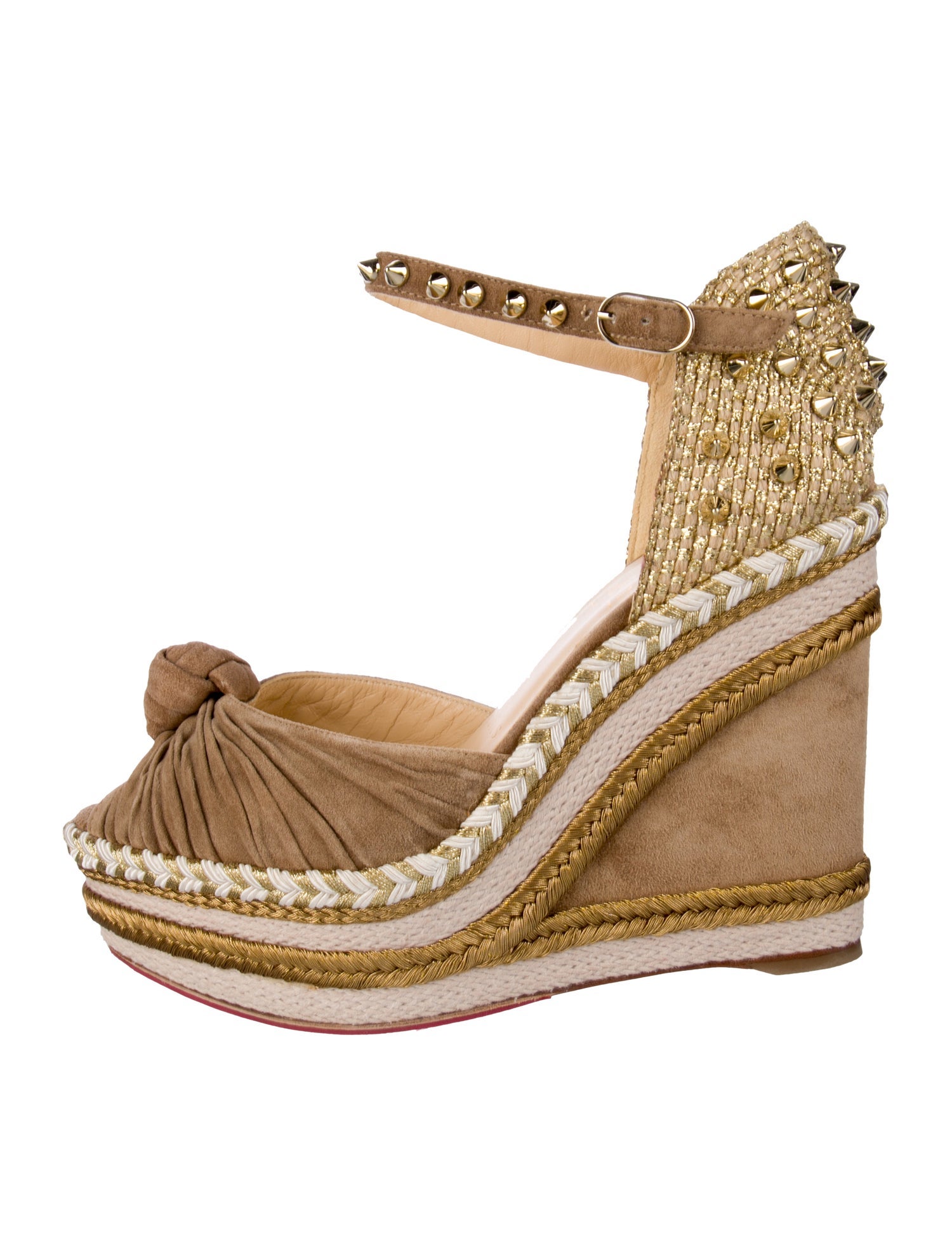 Christian Louboutin Spike Accents Suede Slingback Pumps