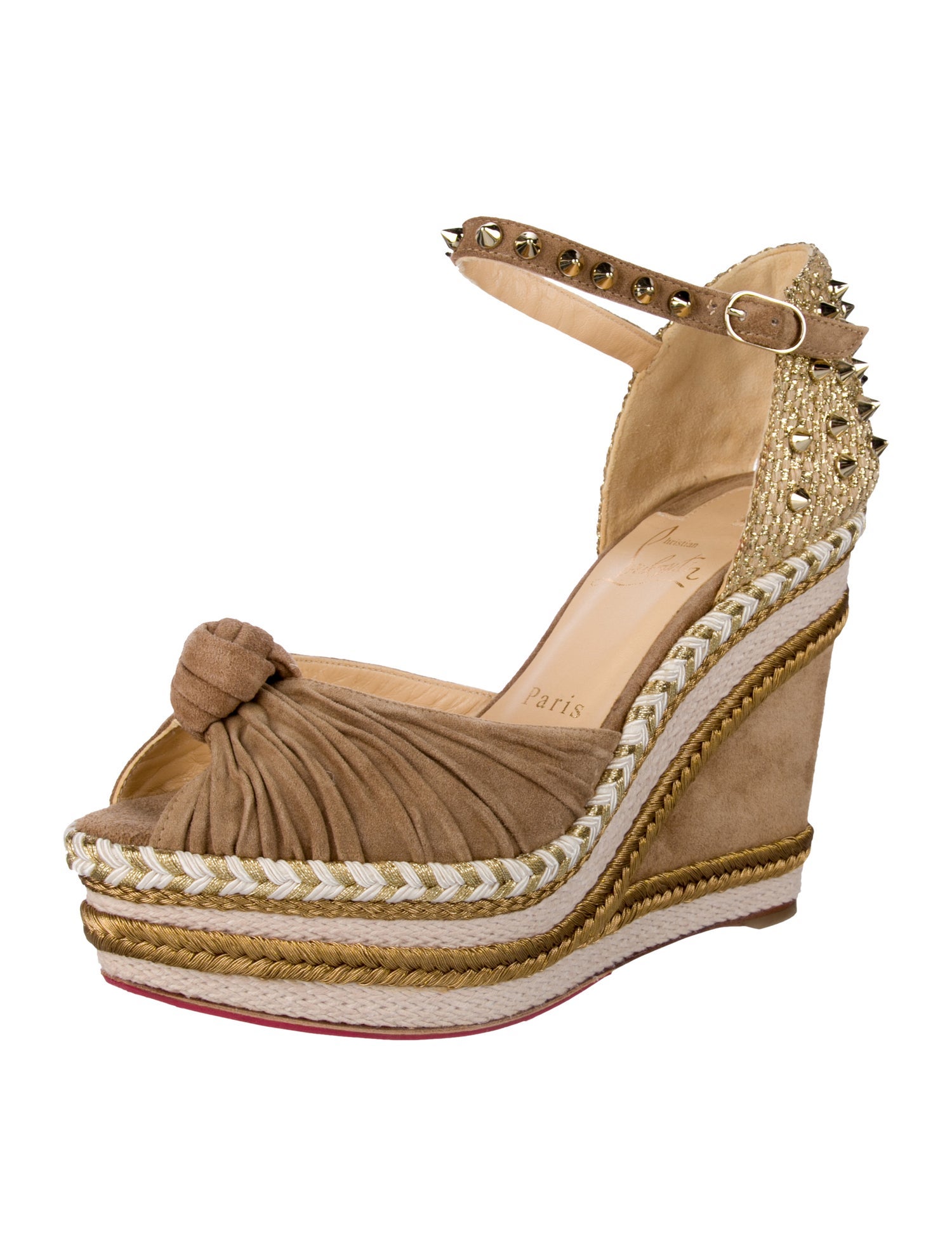 Christian Louboutin Spike Accents Suede Slingback Pumps