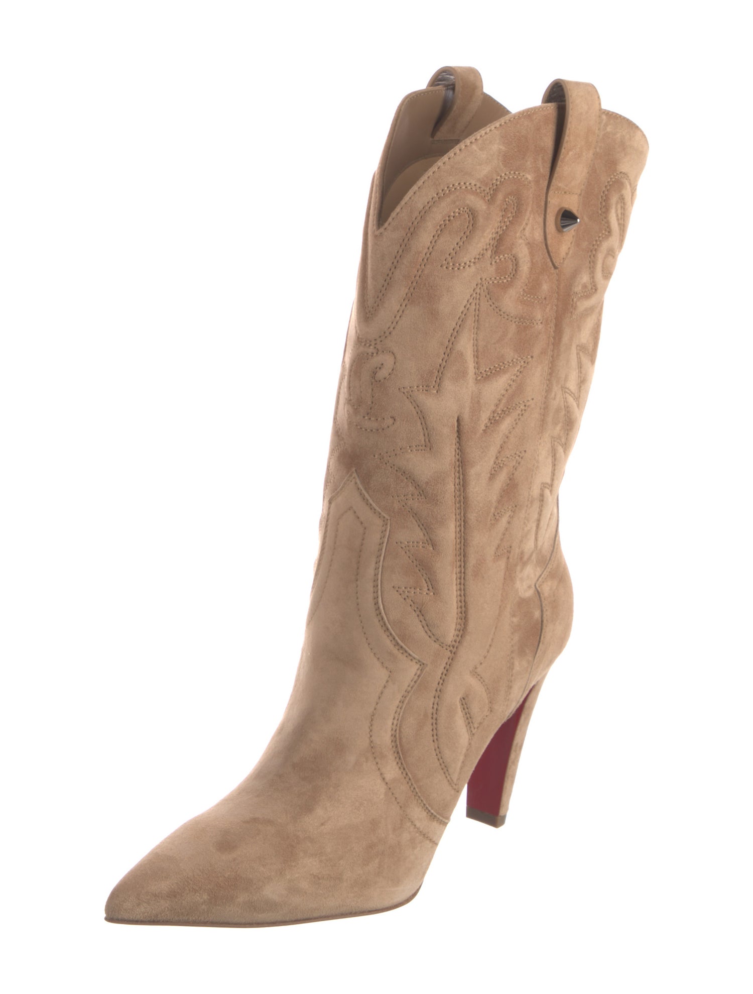 Christian Louboutin Spike Accents Suede Western Boots