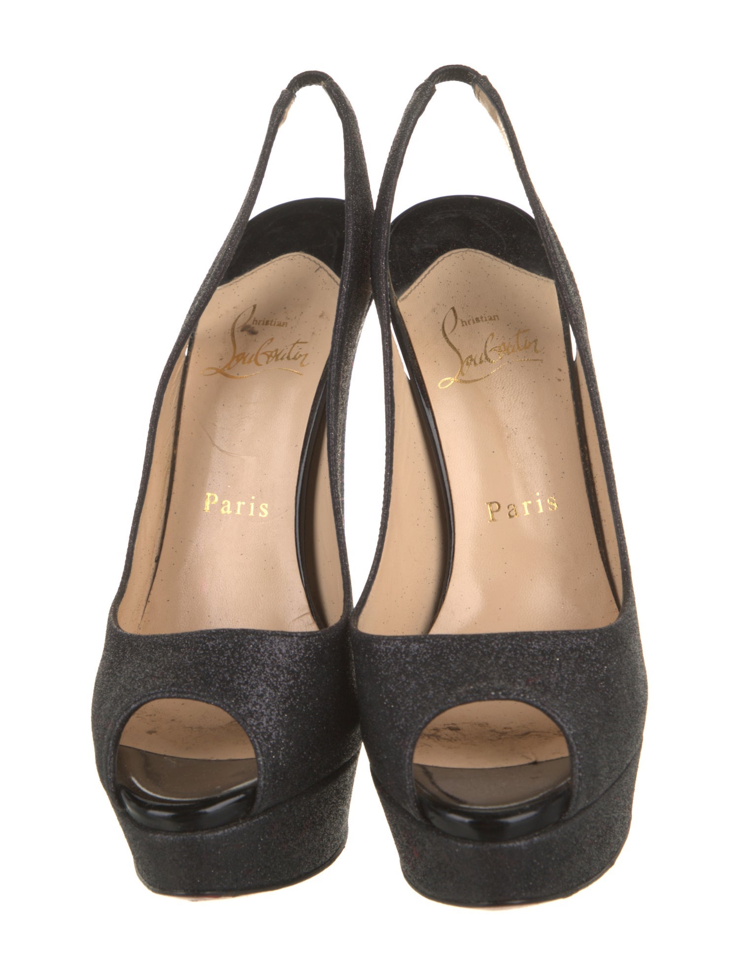 Christian Louboutin Glitter Glitter Accents Slingback Pumps