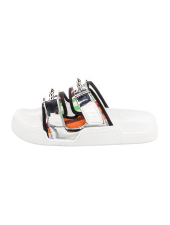 Christian Louboutin Canvas Printed Slides