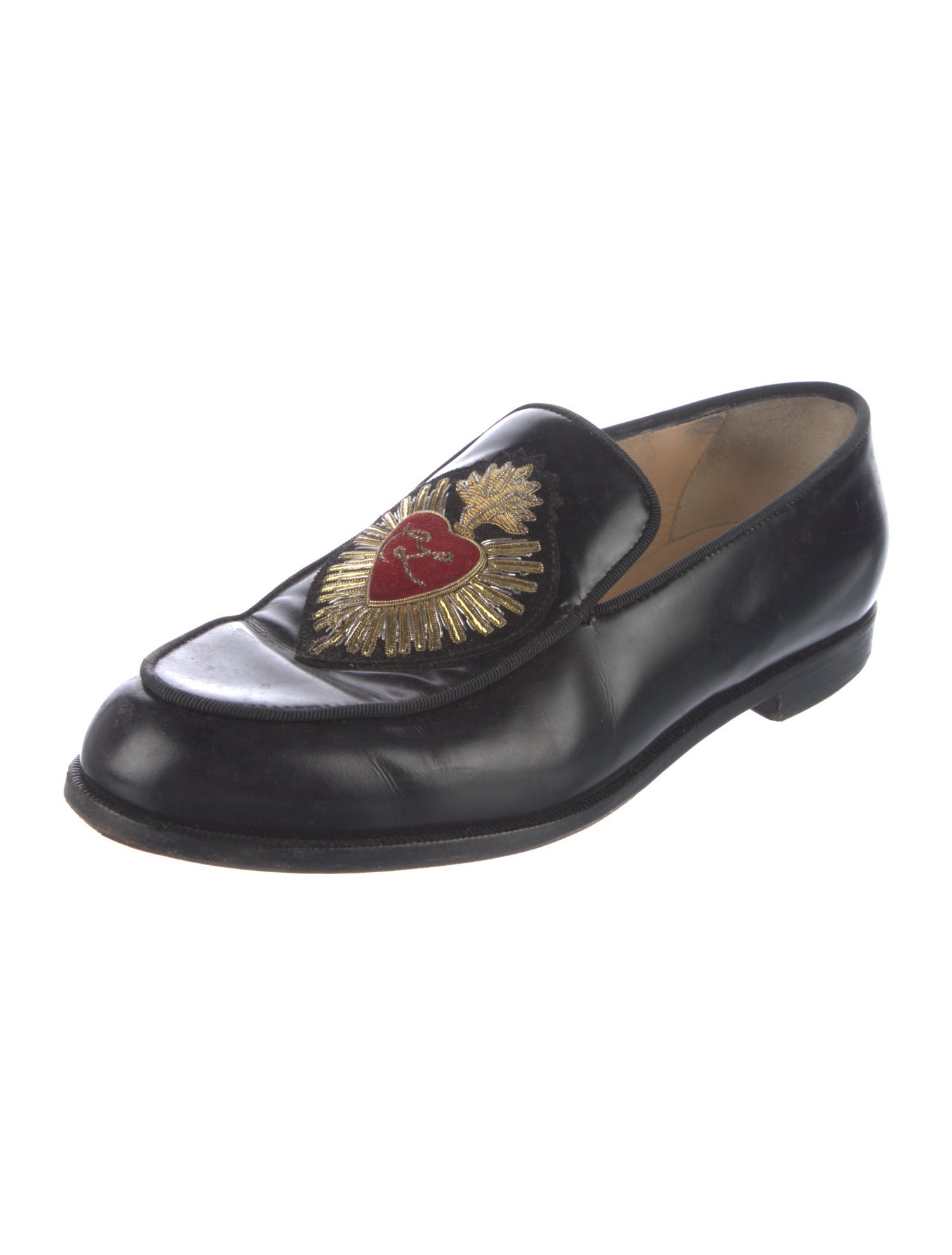 Christian Louboutin Leather Embroidered Accent Loafers