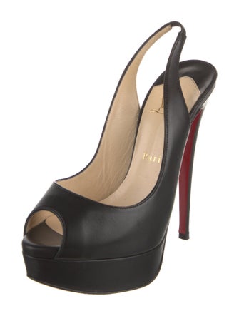 Christian Louboutin Leather Animal Print Slingback Pumps