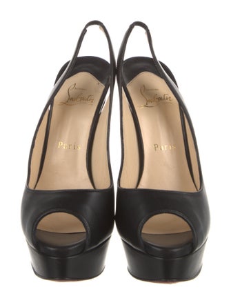 Christian Louboutin Leather Animal Print Slingback Pumps