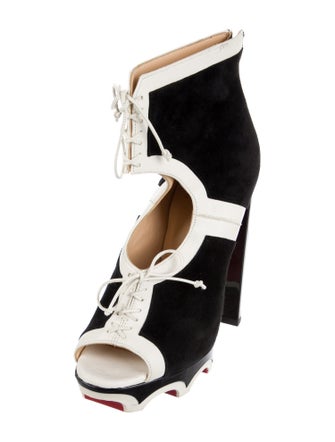 Christian Louboutin Suede Colorblock Pattern Boots