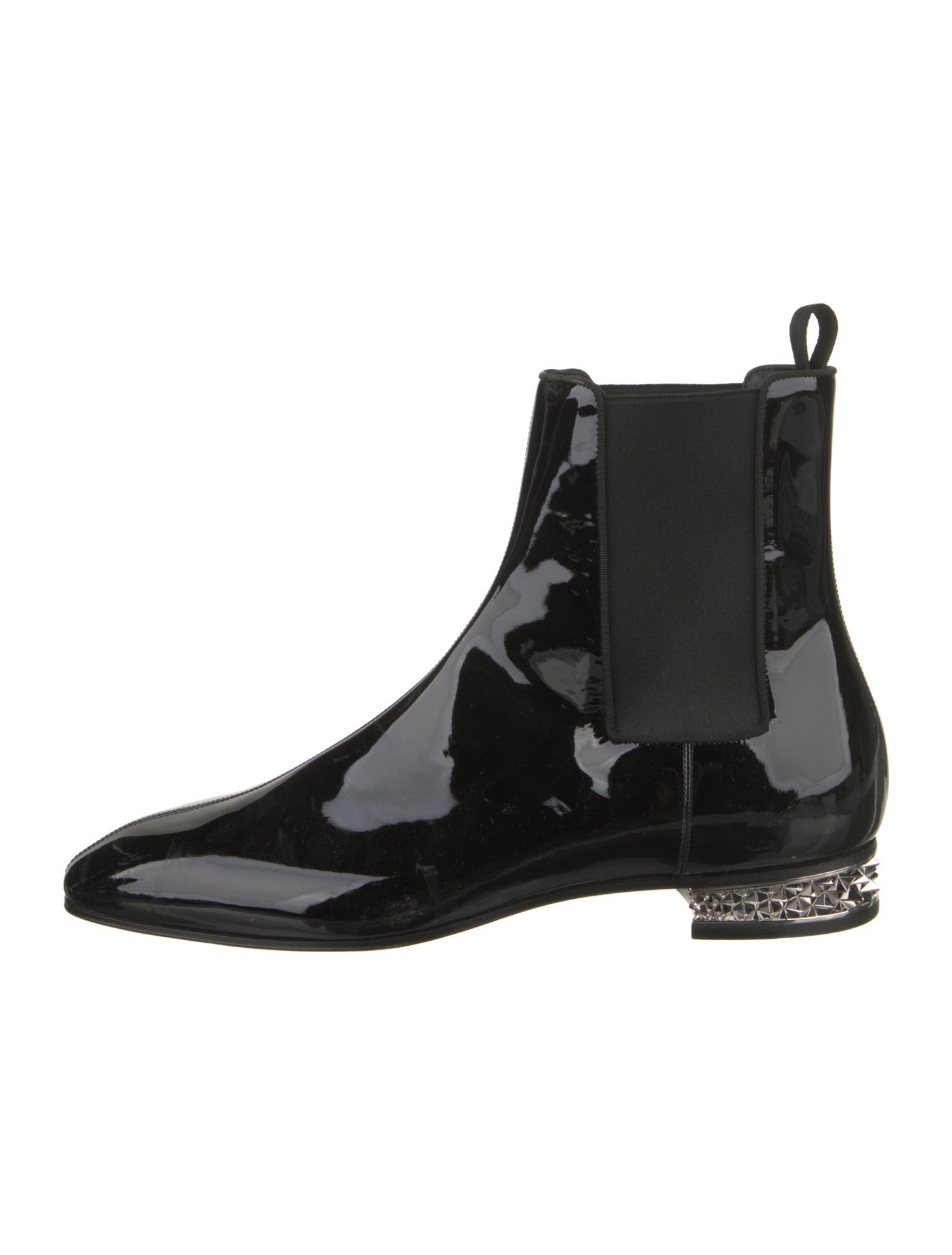 Christian Louboutin Patent Leather Studded Accents Chelsea Boots