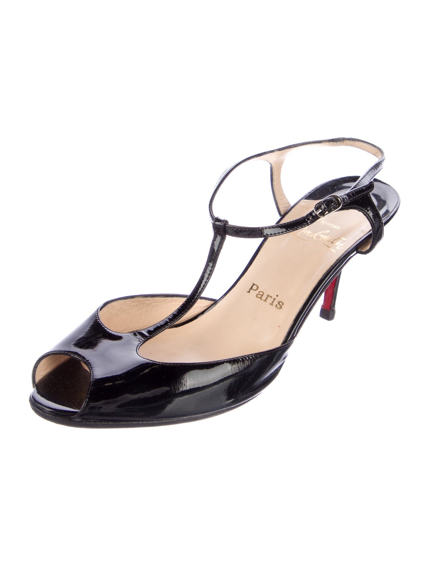 Christian Louboutin Vintage Patent Leather T-Strap Sandals