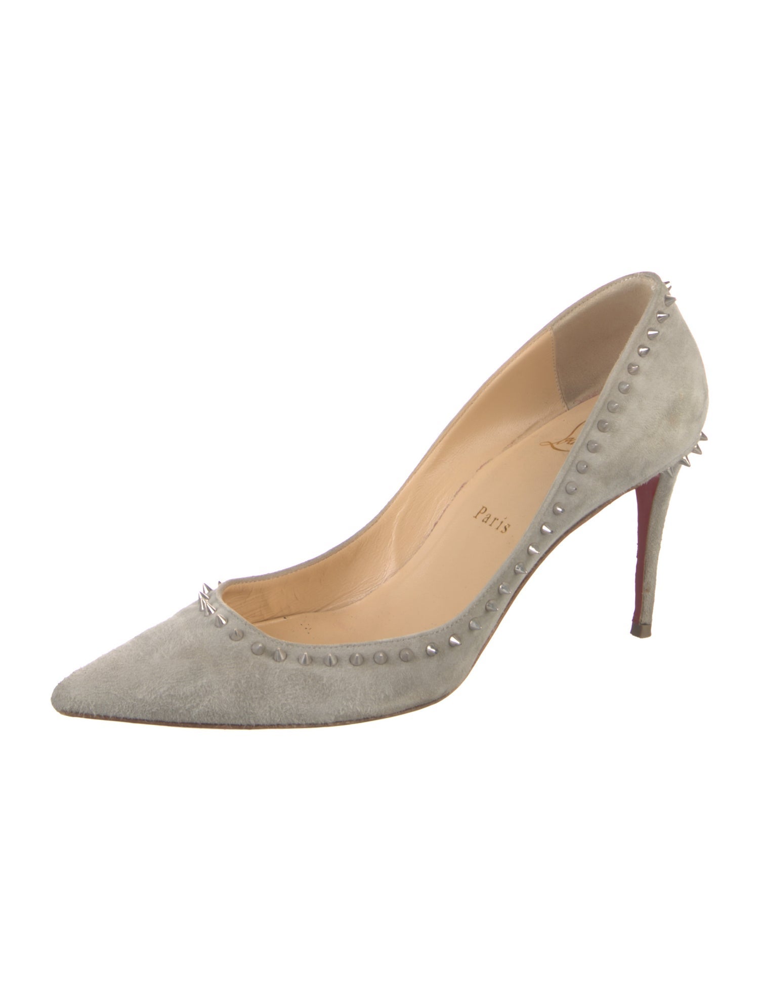 Christian Louboutin Spike Accents Suede Pumps