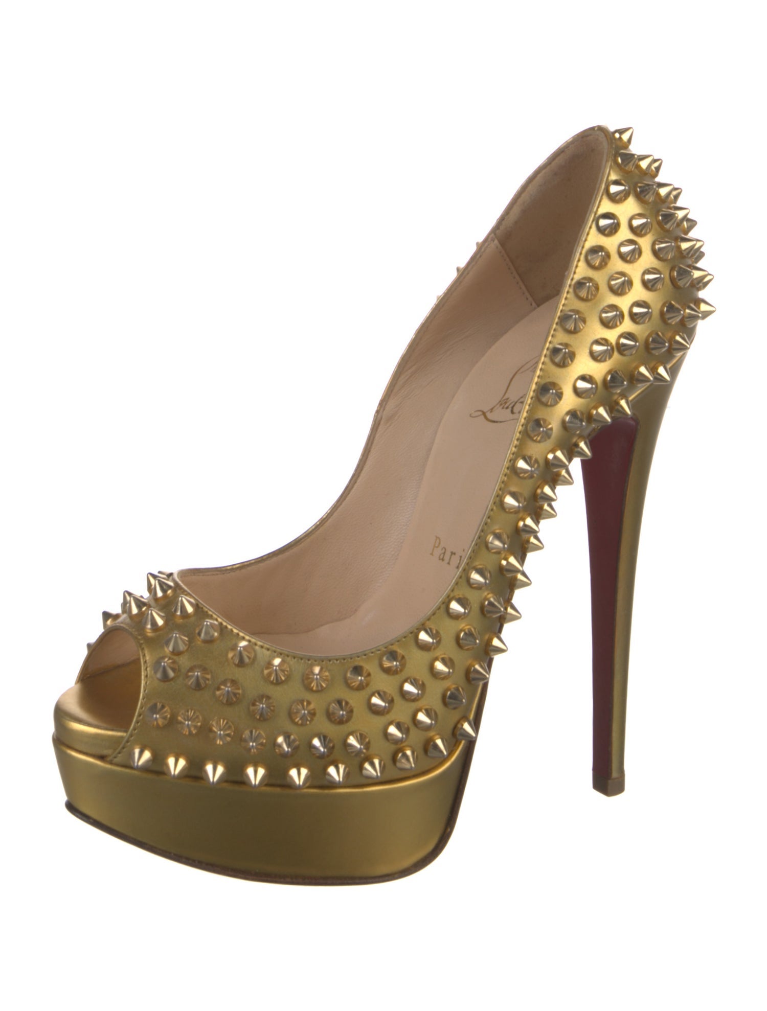 Christian Louboutin Spike Accents Leather Pumps