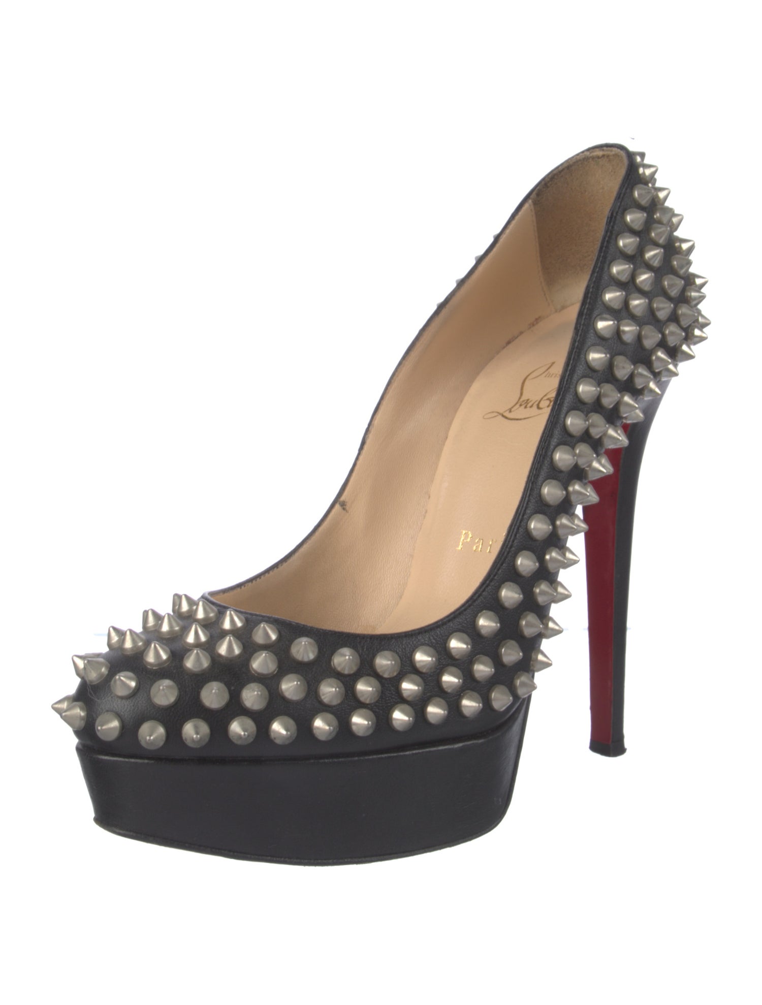 Christian Louboutin Spike Accents Leather Pumps
