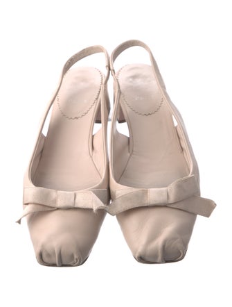 Christian Louboutin Leather Bow Accents Slingback Pumps