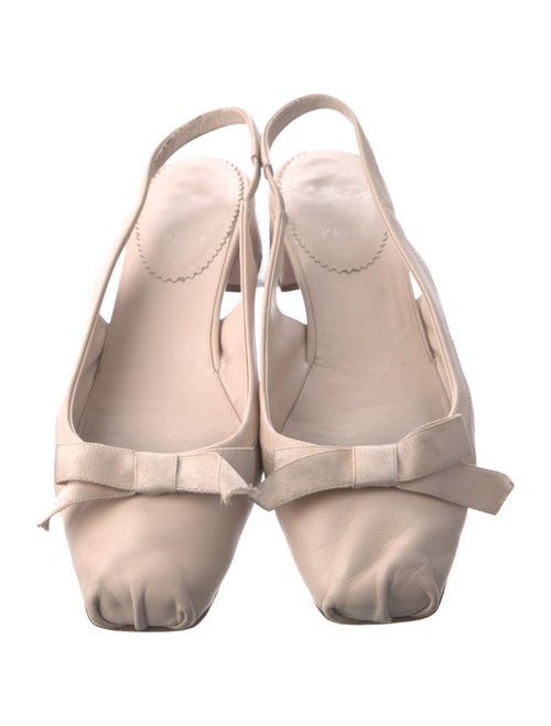 Christian Louboutin Leather Bow Accents Slingback Pumps