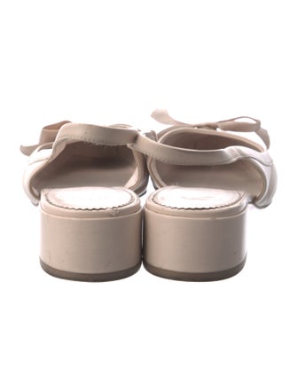 Christian Louboutin Leather Bow Accents Slingback Pumps