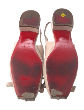 Christian Louboutin Leather Bow Accents Slingback Pumps