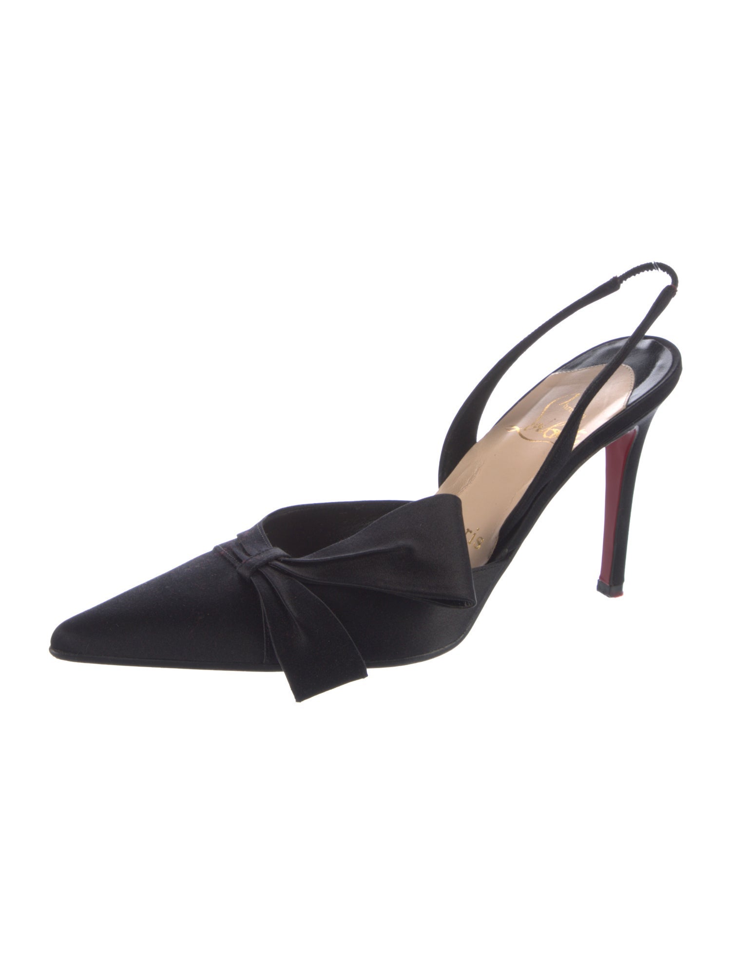 Christian Louboutin Satin Bow Accents Slingback Pumps