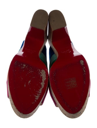 Christian Louboutin Suede Colorblock Pattern Mules
