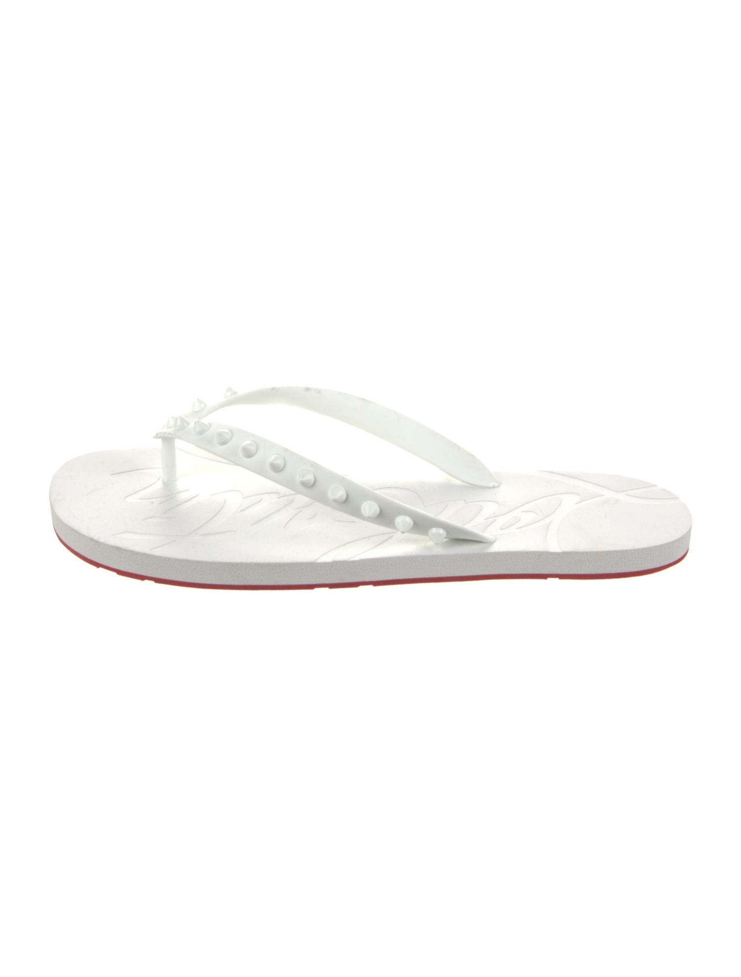 Christian Louboutin Spike Accents Rubber Flip Flops