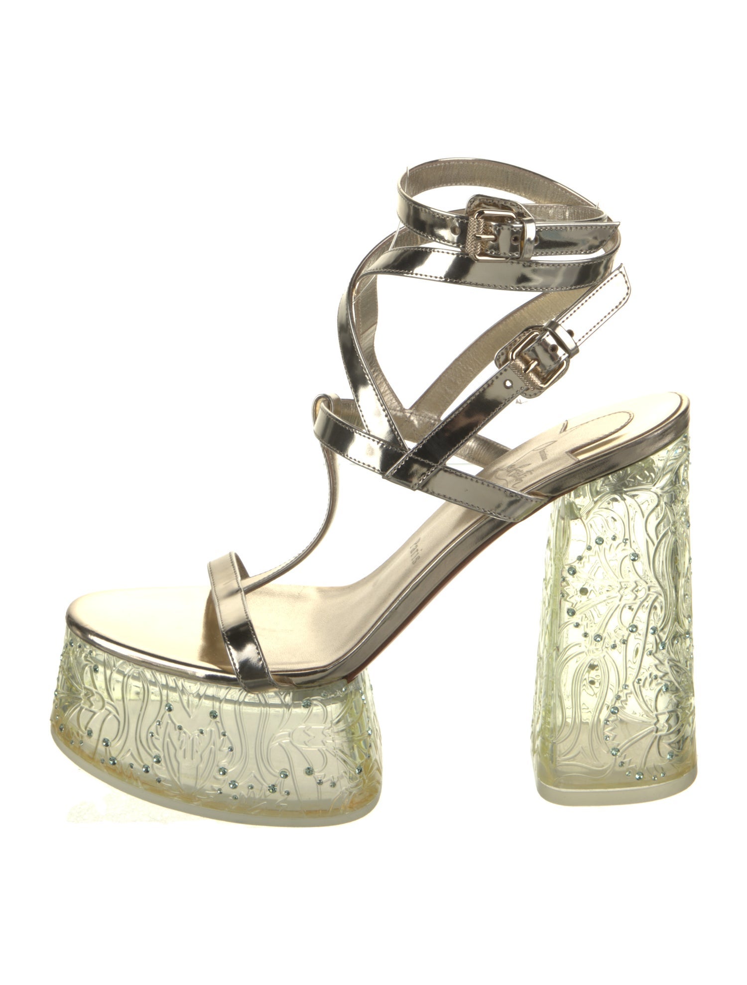 Christian Louboutin Leather Animal Print T-Strap Sandals