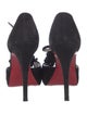 Christian Louboutin Suede Fringe Trim Accent T-Strap Pumps