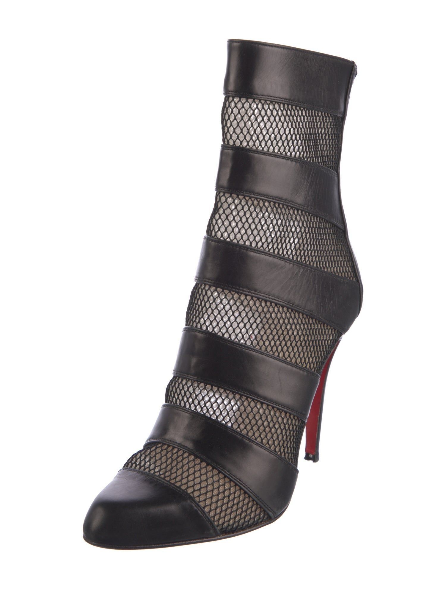 Christian Louboutin Leather Mesh Accents Boots