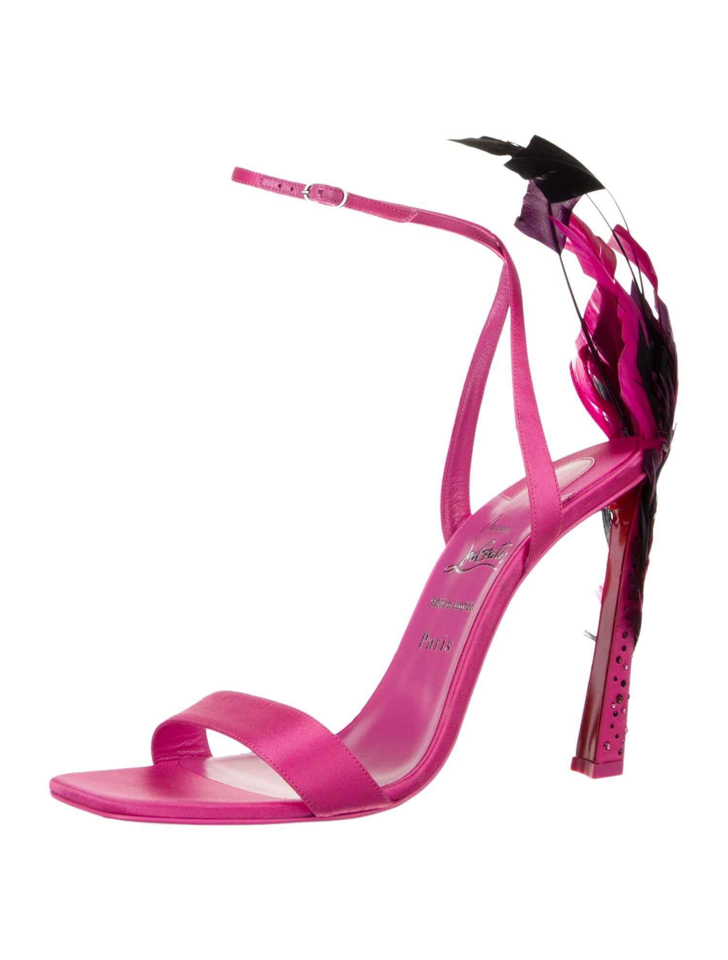 Christian Louboutin Satin Crystal Embellishments Sandals