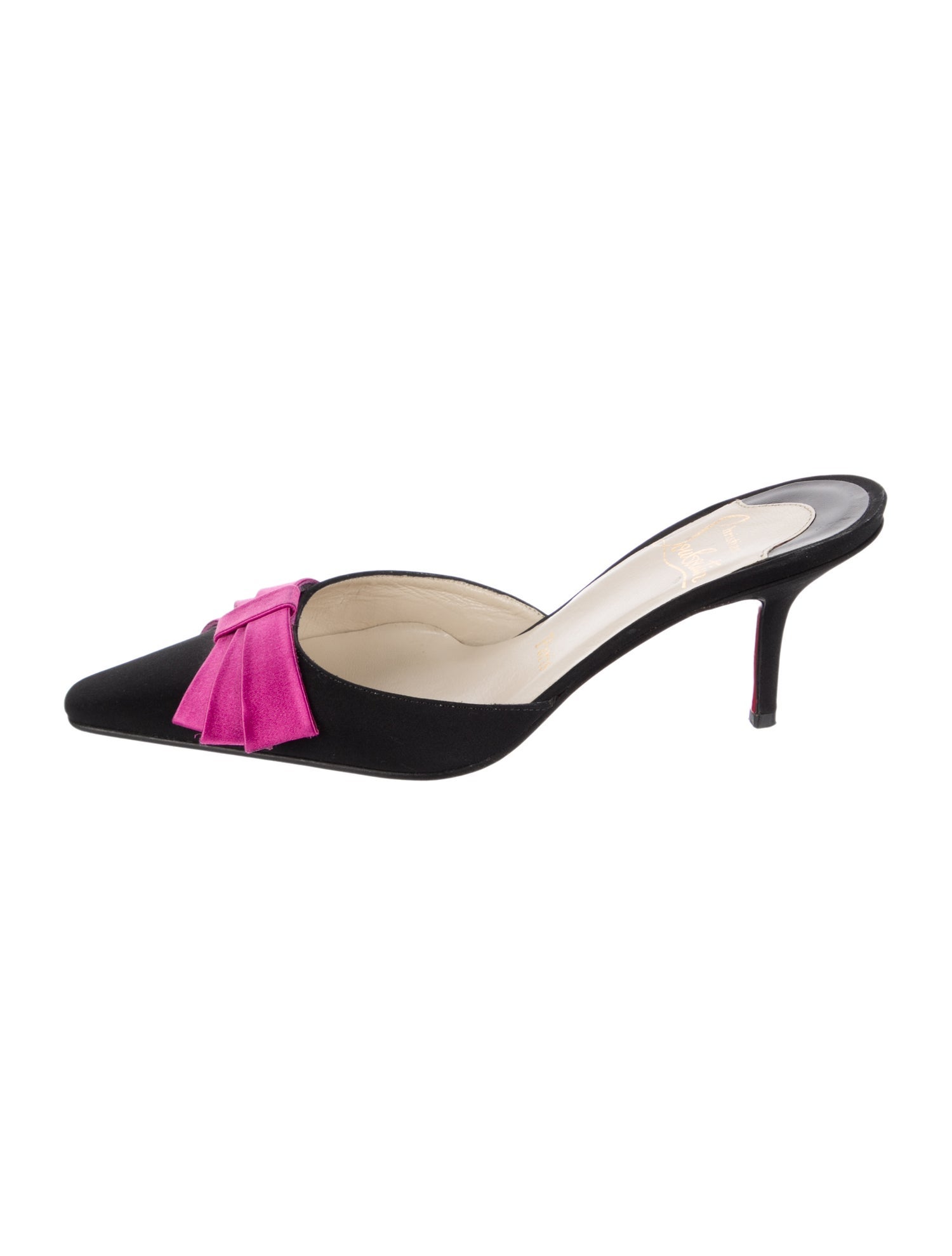 Christian Louboutin Satin Bow Accents Mules