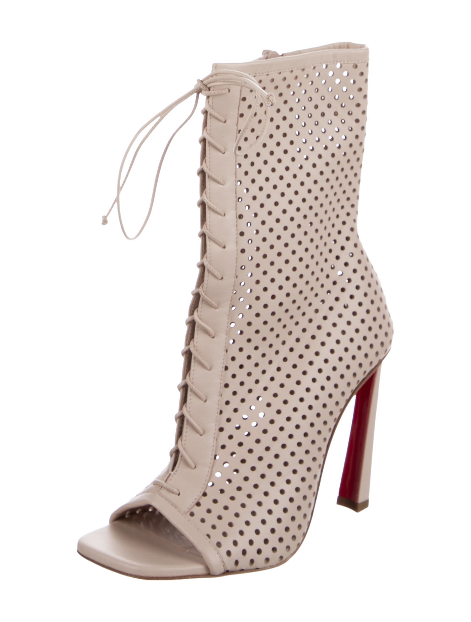 Christian Louboutin Leather Animal Print Lace-Up Boots