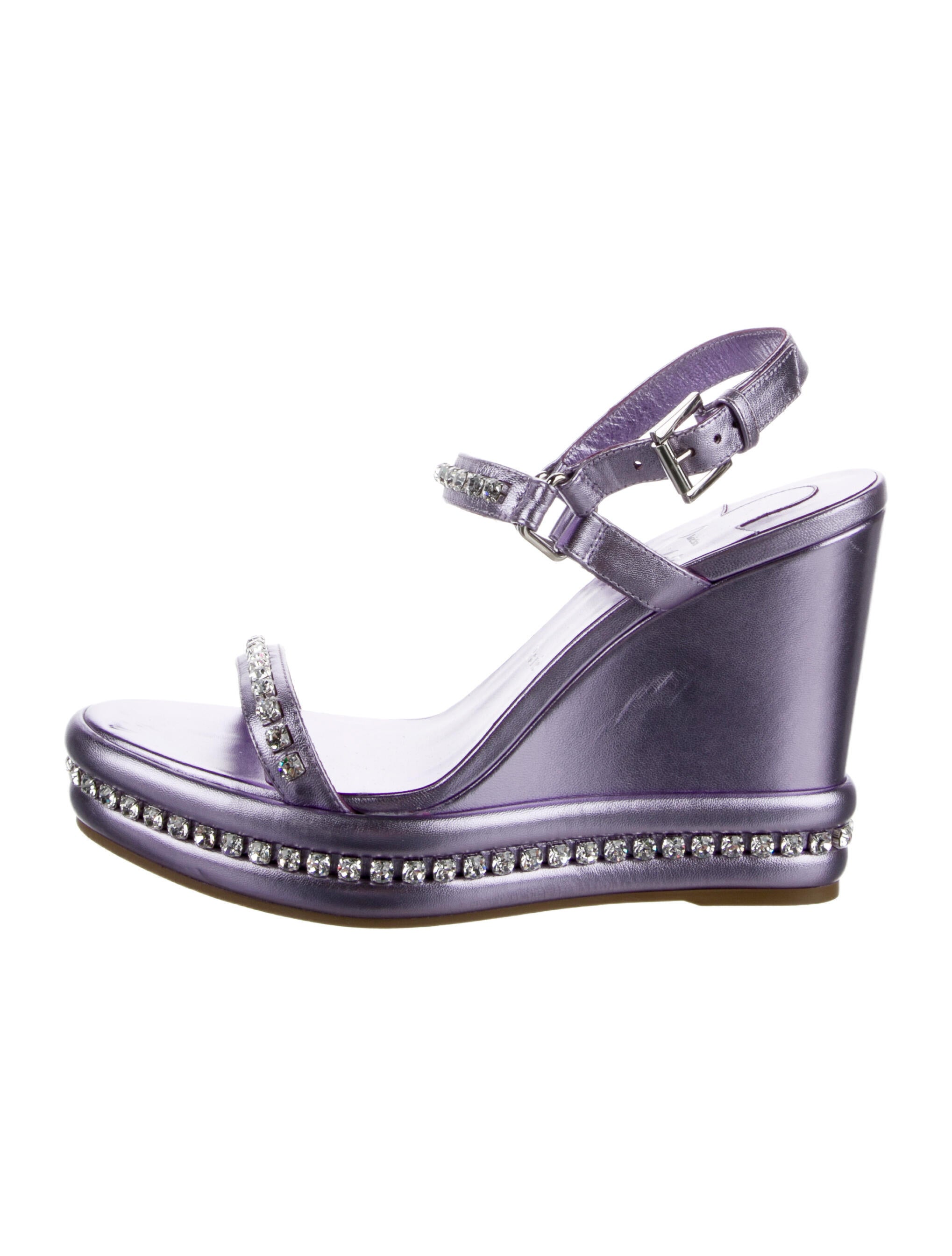 Christian Louboutin Patent Leather Crystal Embellishments Sandals