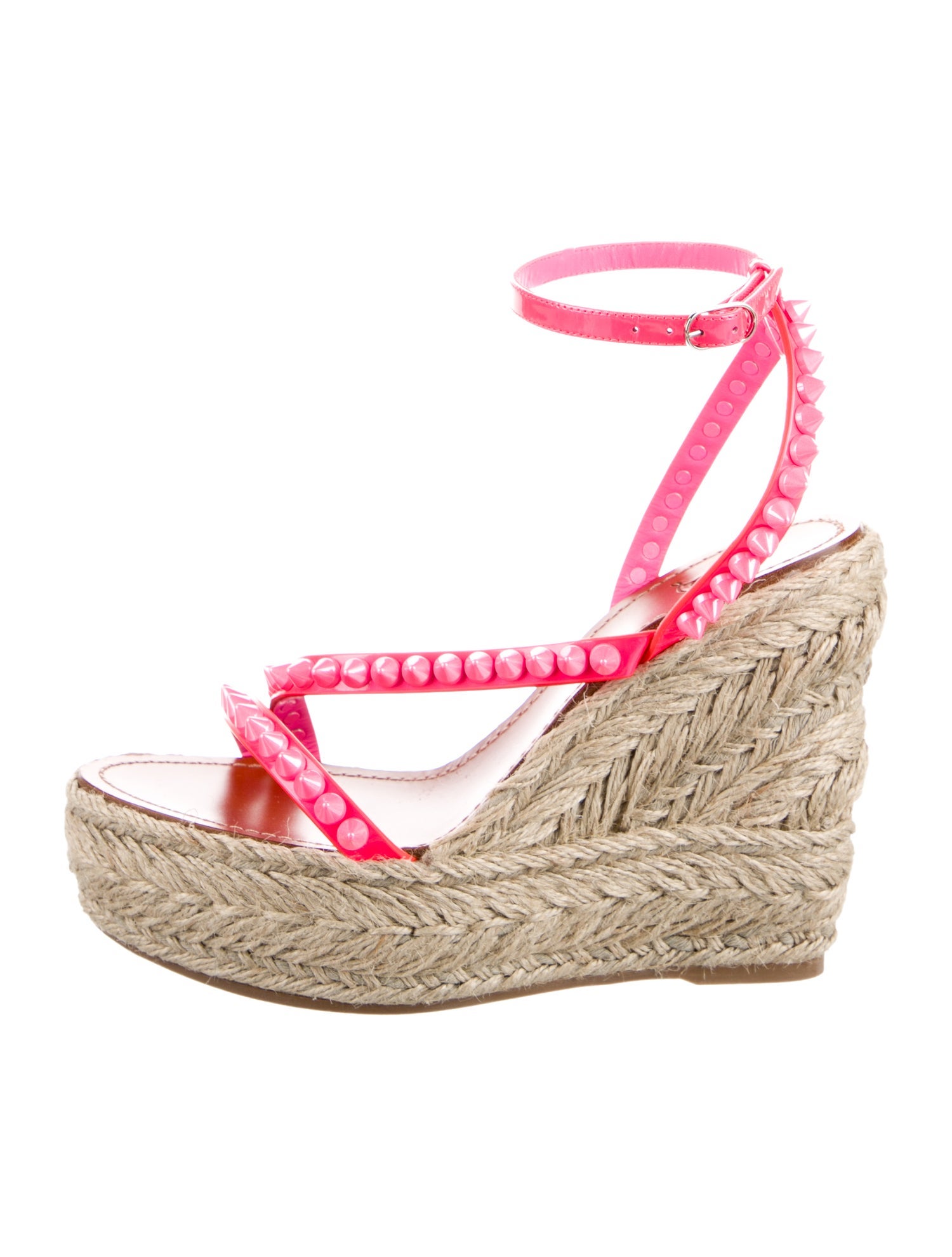 Christian Louboutin Patent Leather Studded Accents Espadrilles