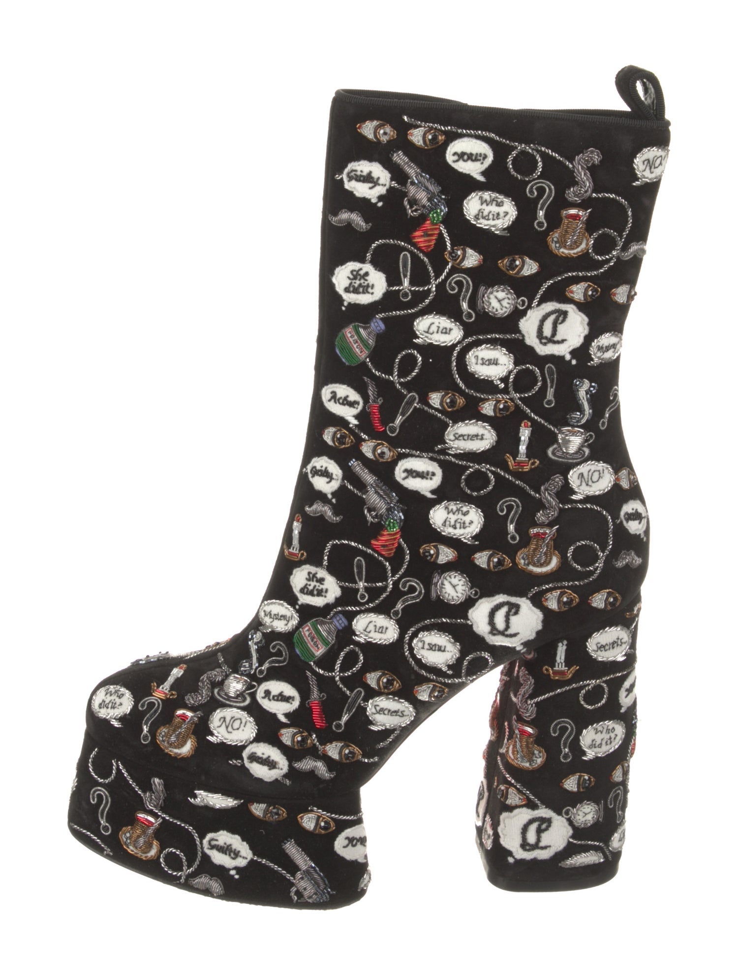 Christian Louboutin Suede Printed Lace-Up Boots