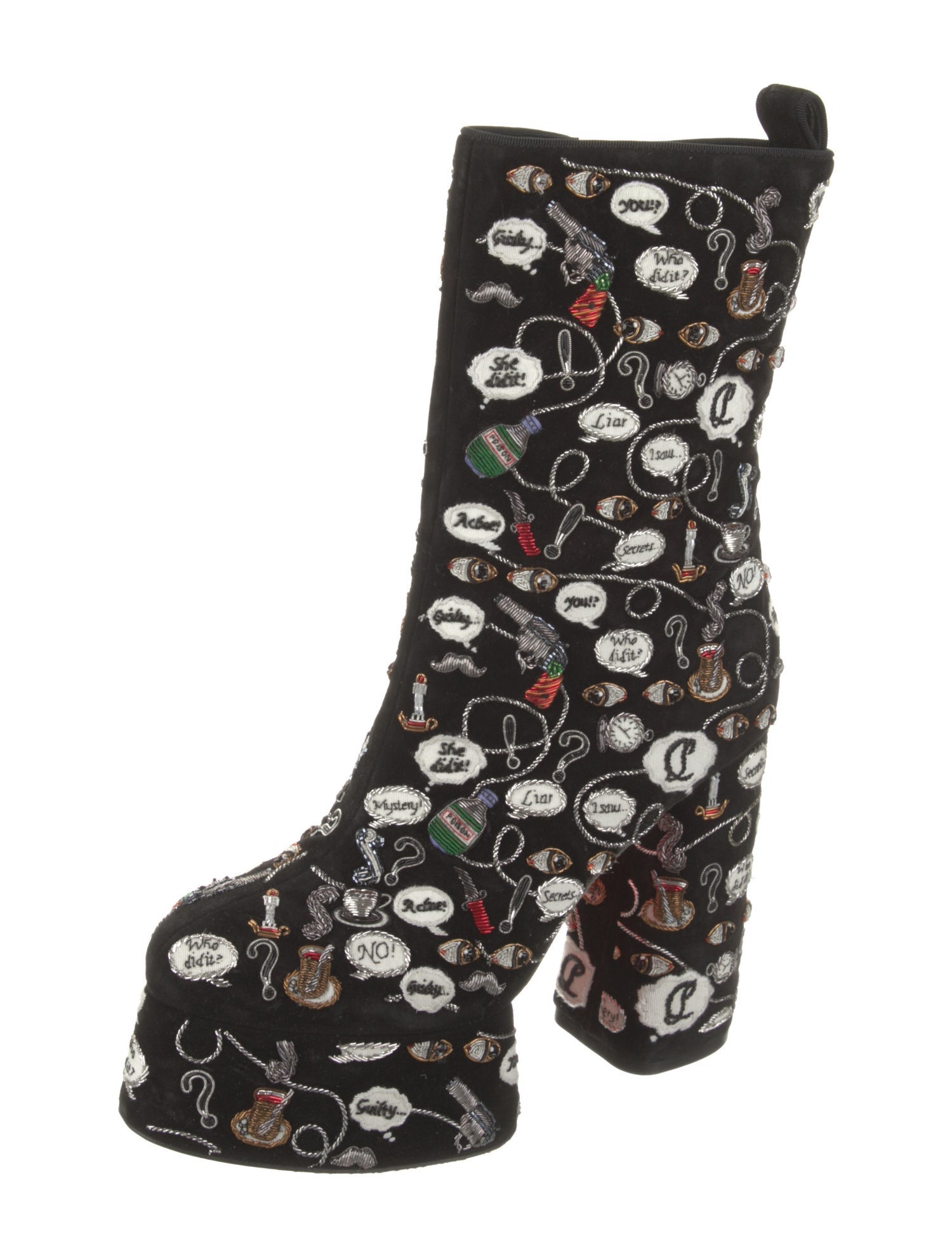 Christian Louboutin Suede Printed Lace-Up Boots