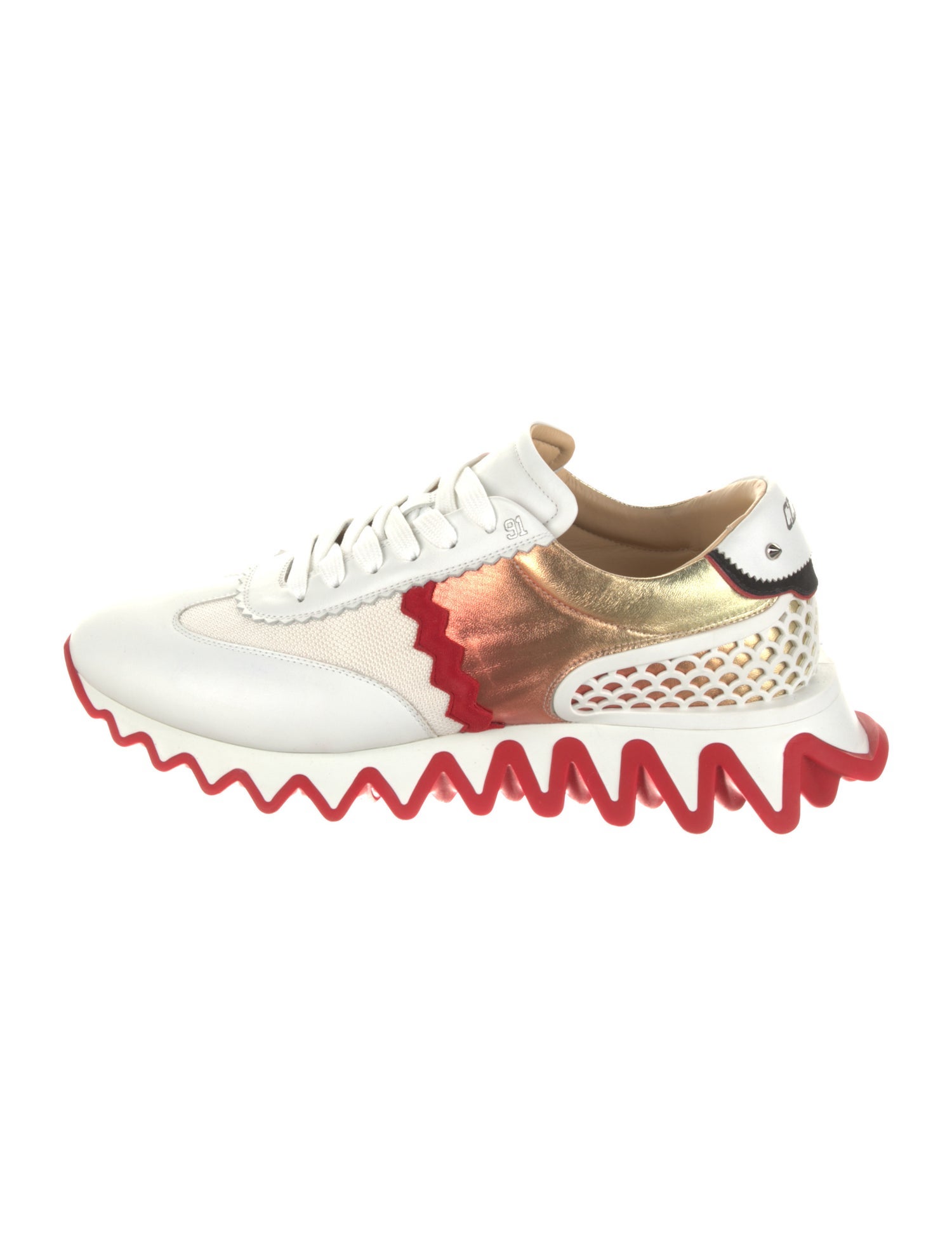 Christian Louboutin Leather Colorblock Pattern Athletic Sneakers