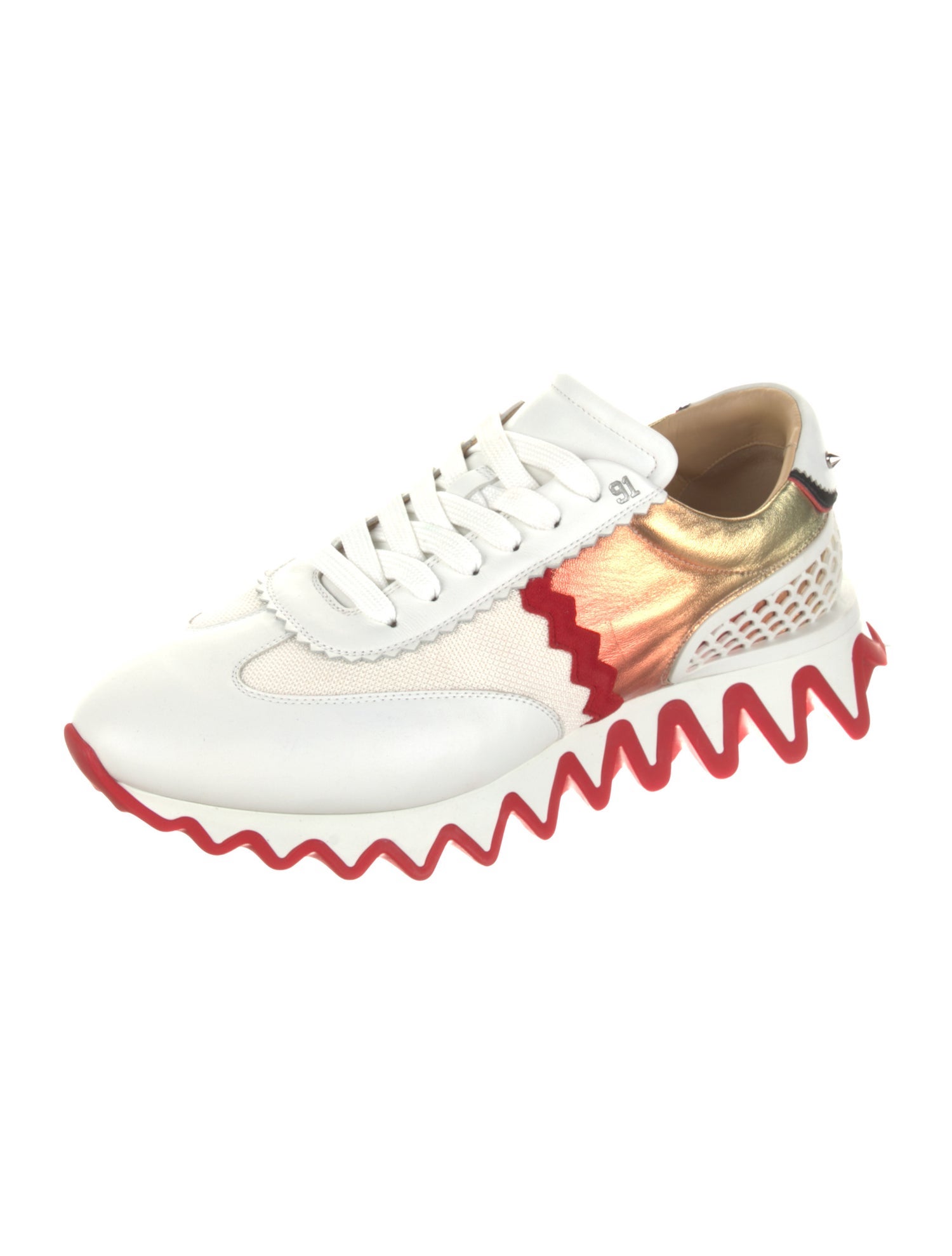 Christian Louboutin Leather Colorblock Pattern Athletic Sneakers