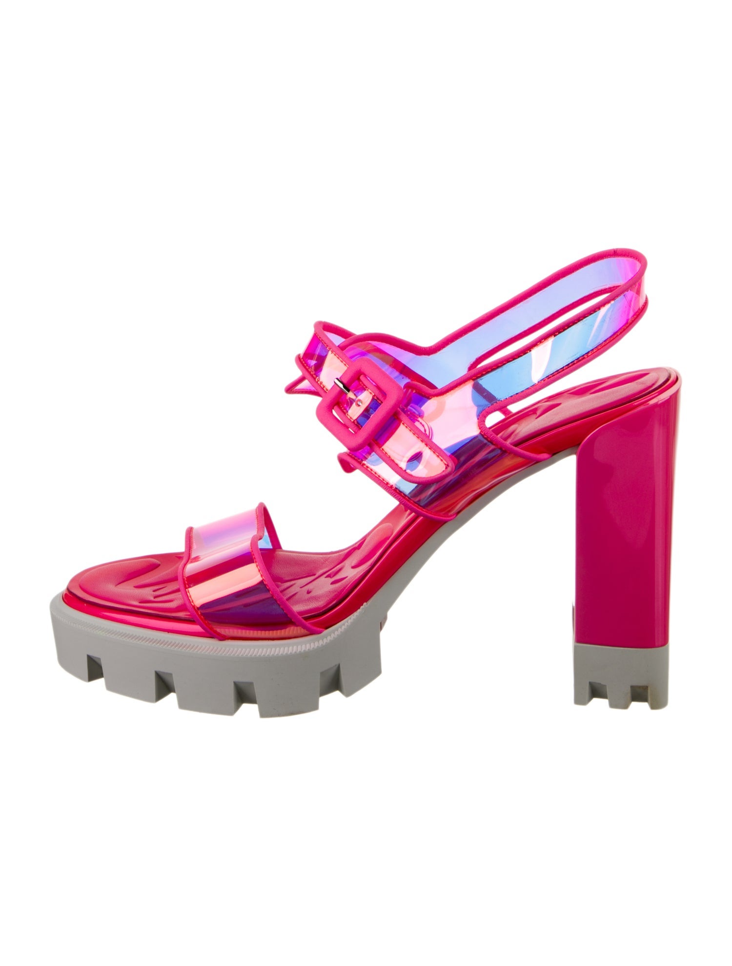 Christian Louboutin PVC Leather Trim Embellishment Slingback Sandals