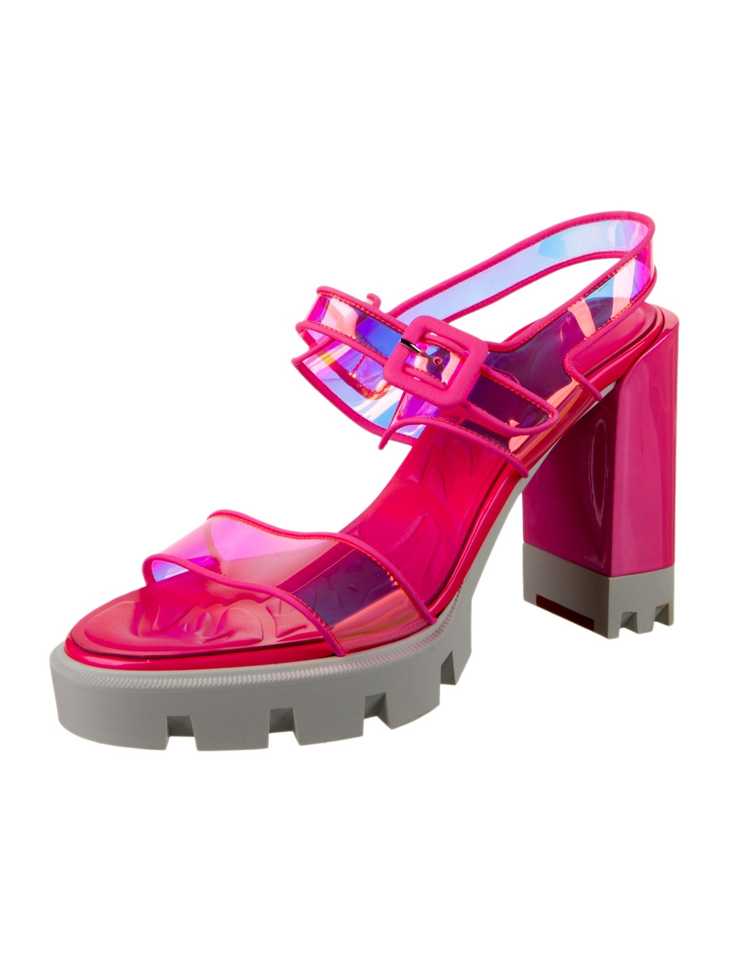 Christian Louboutin PVC Leather Trim Embellishment Slingback Sandals