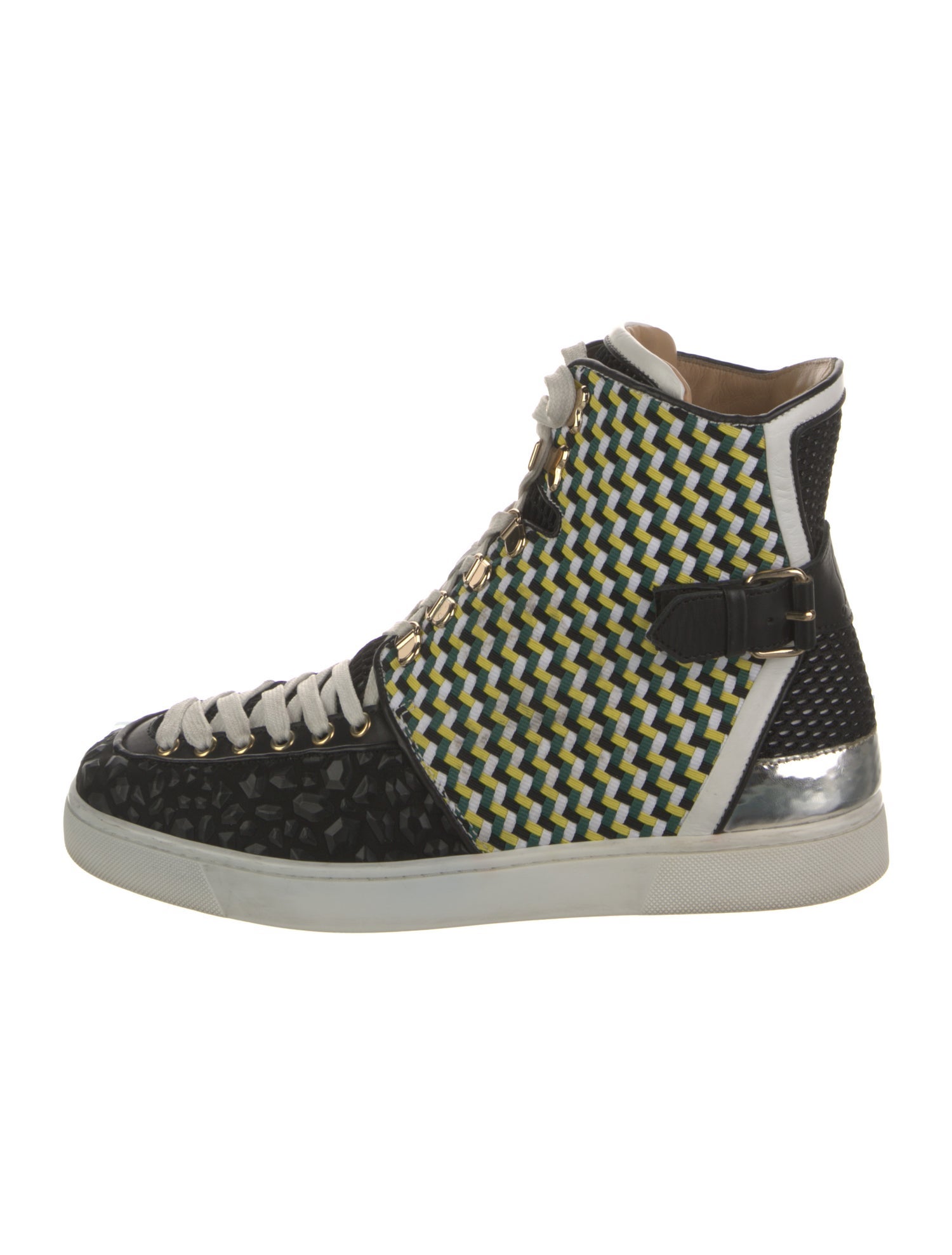 Christian Louboutin Animal Print Leather Trim Embellishment Sneakers