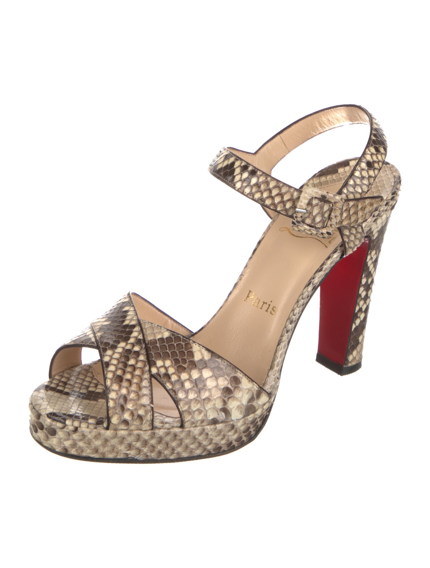 Christian Louboutin Snakeskin Animal Print Slingback Sandals