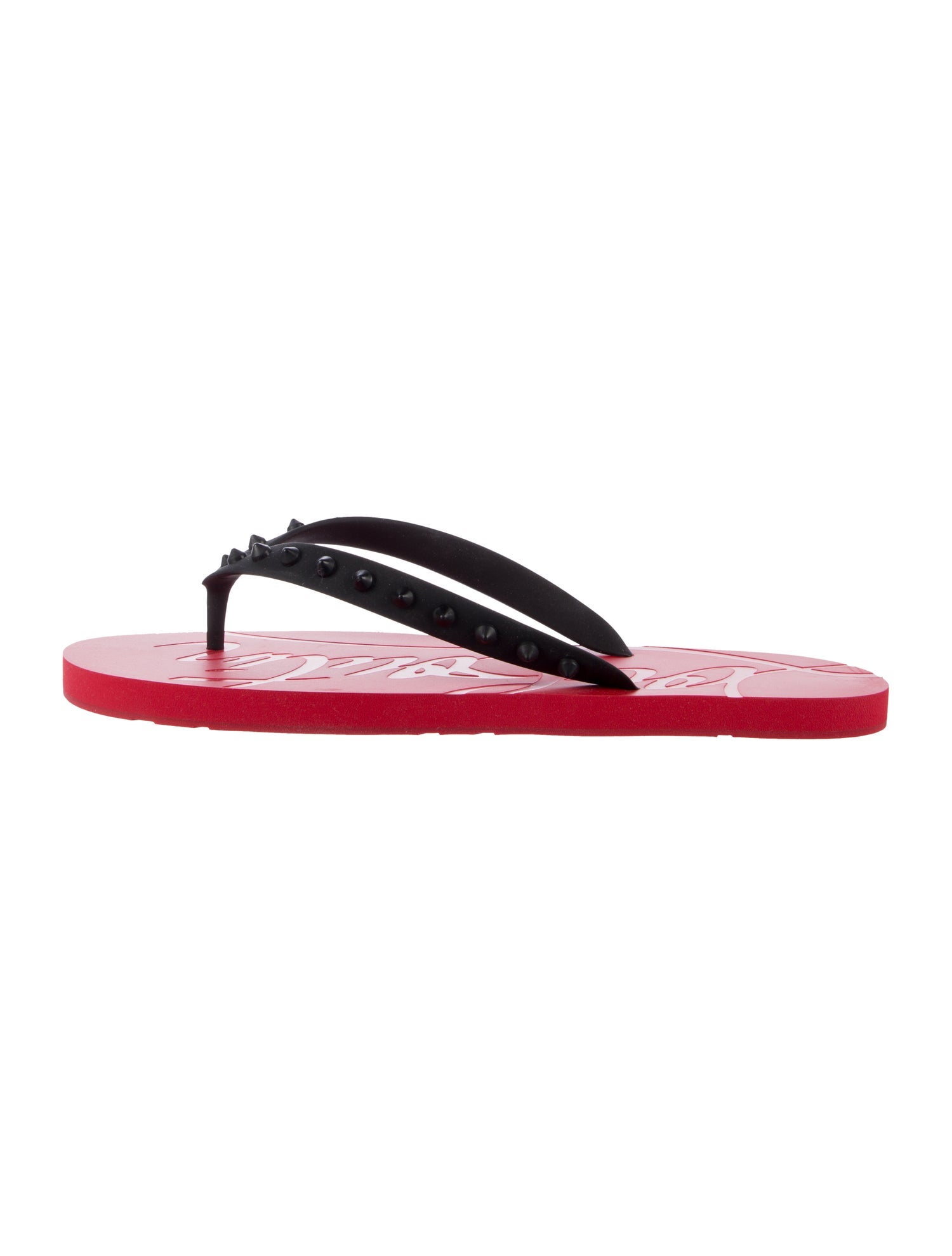 Christian Louboutin Spike Accents Rubber Flip Flops