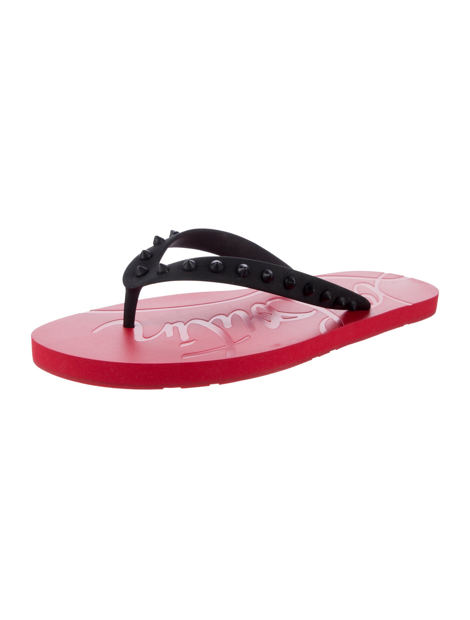 Christian Louboutin Spike Accents Rubber Flip Flops