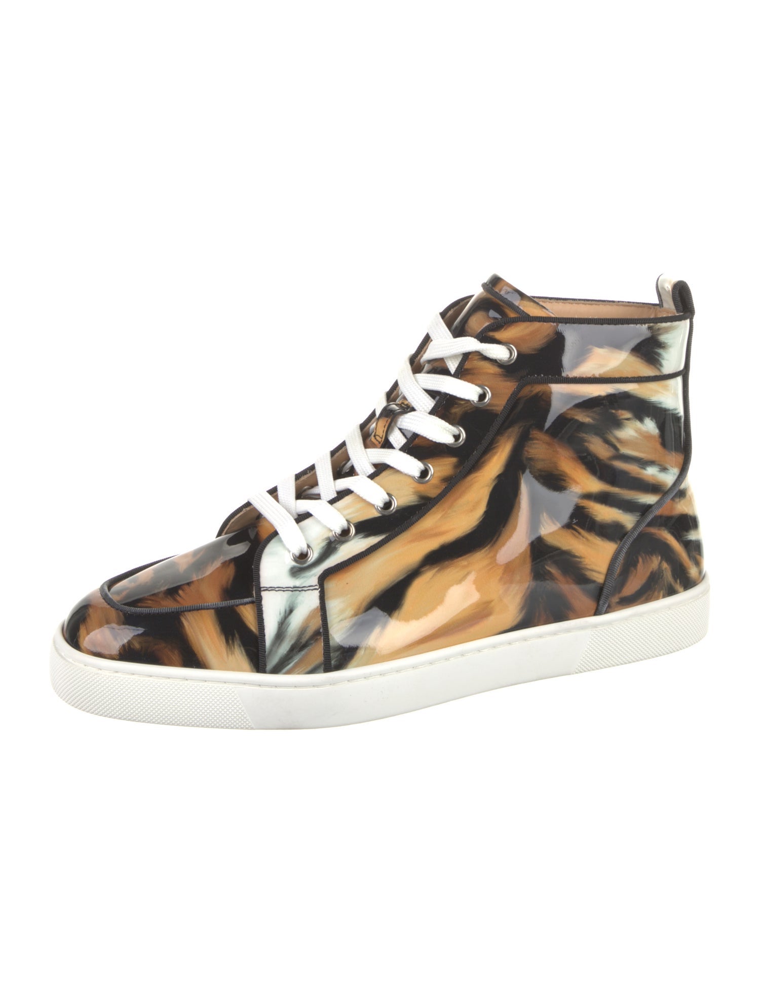 Christian Louboutin Patent Leather Animal Print Sneakers