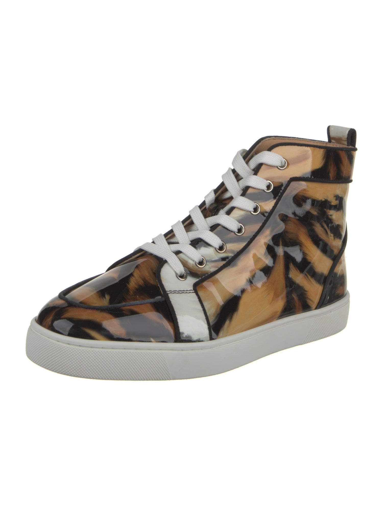 Christian Louboutin Patent Leather Animal Print Sneakers
