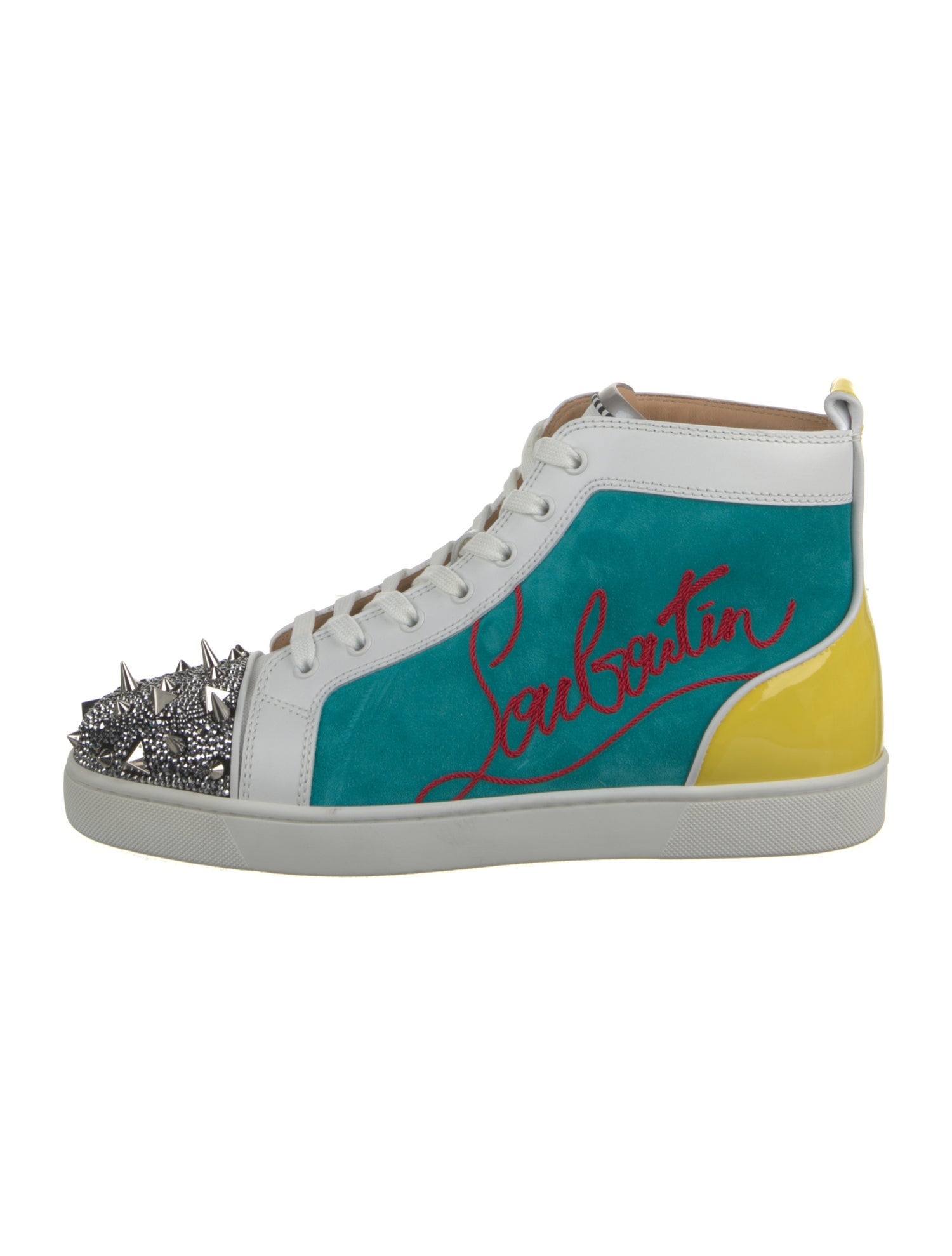 Christian Louboutin Suede Colorblock Pattern Sneakers
