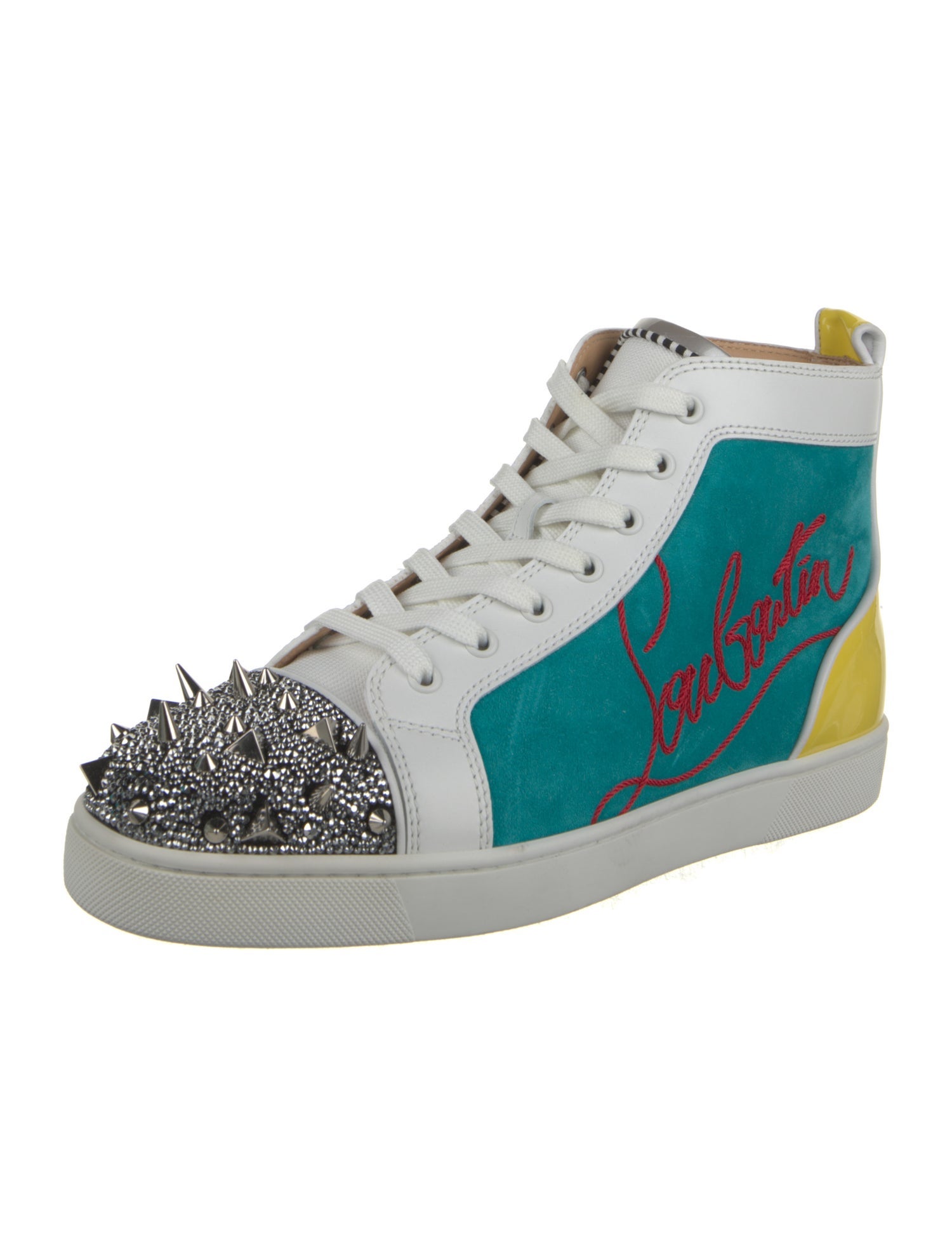 Christian Louboutin Suede Colorblock Pattern Sneakers