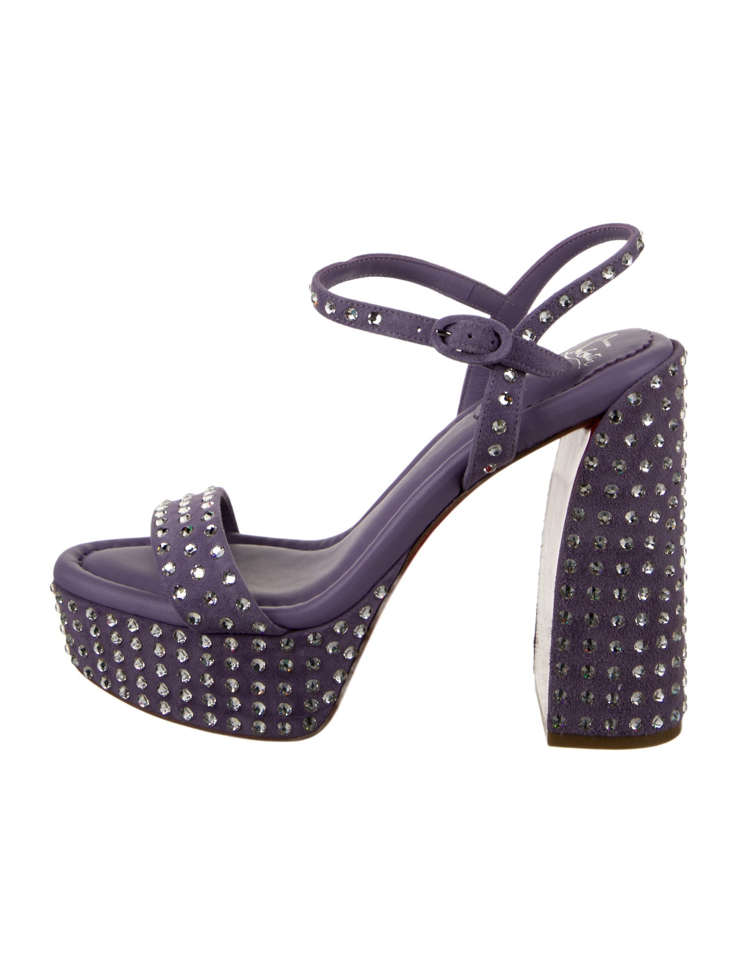 Christian Louboutin Suede Crystal Embellishments Sandals