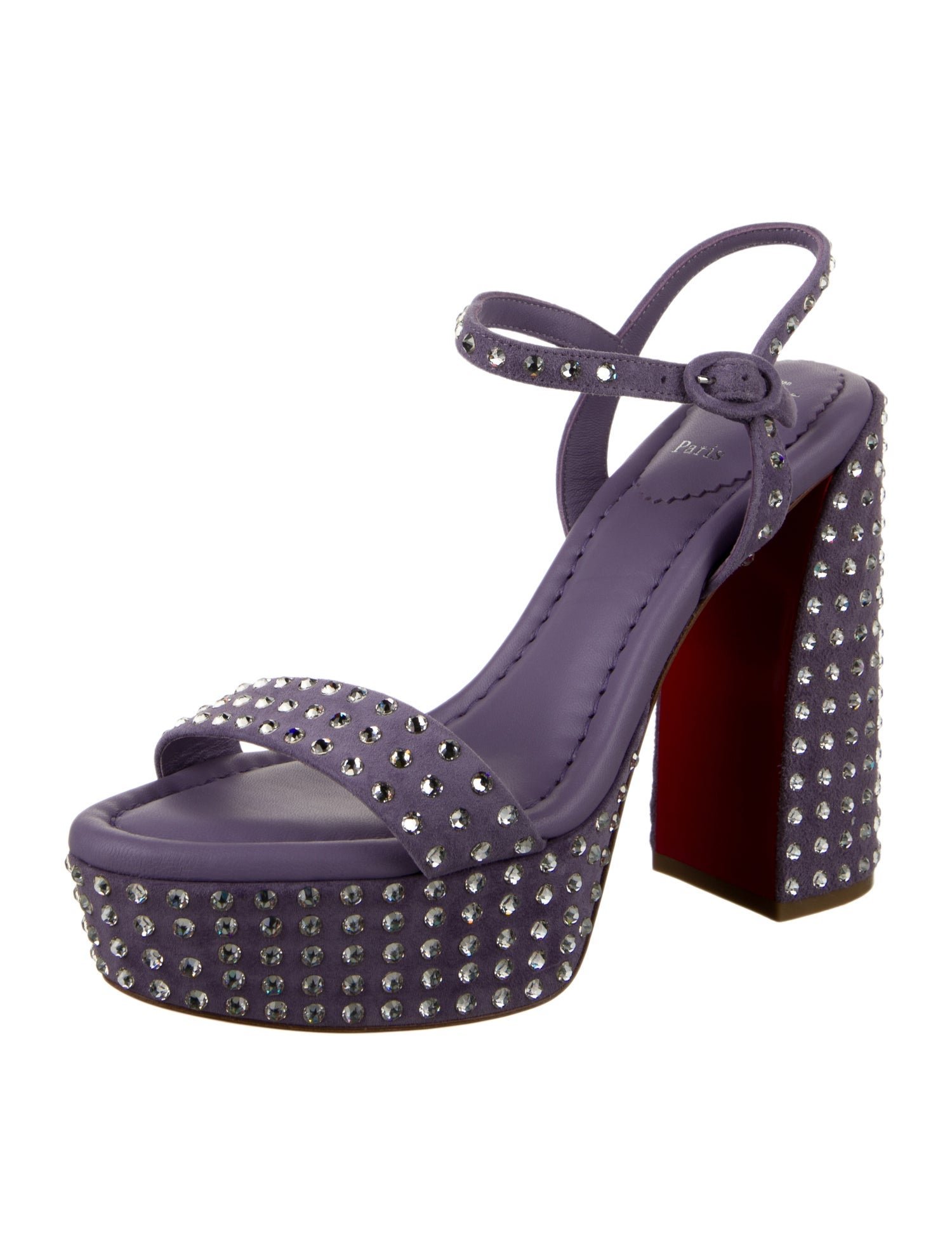 Christian Louboutin Suede Crystal Embellishments Sandals