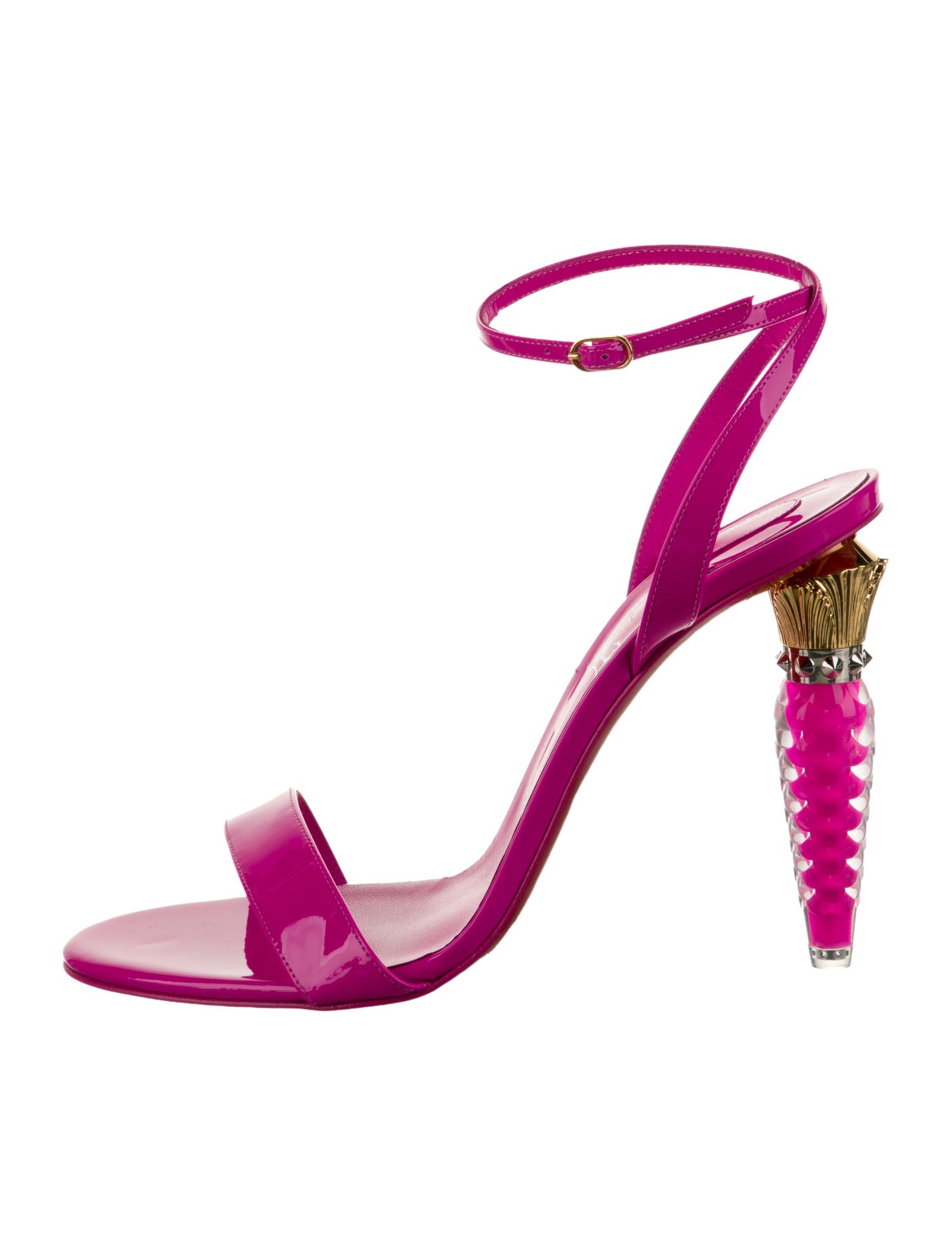 Christian Louboutin Patent Leather Studded Accents Sandals