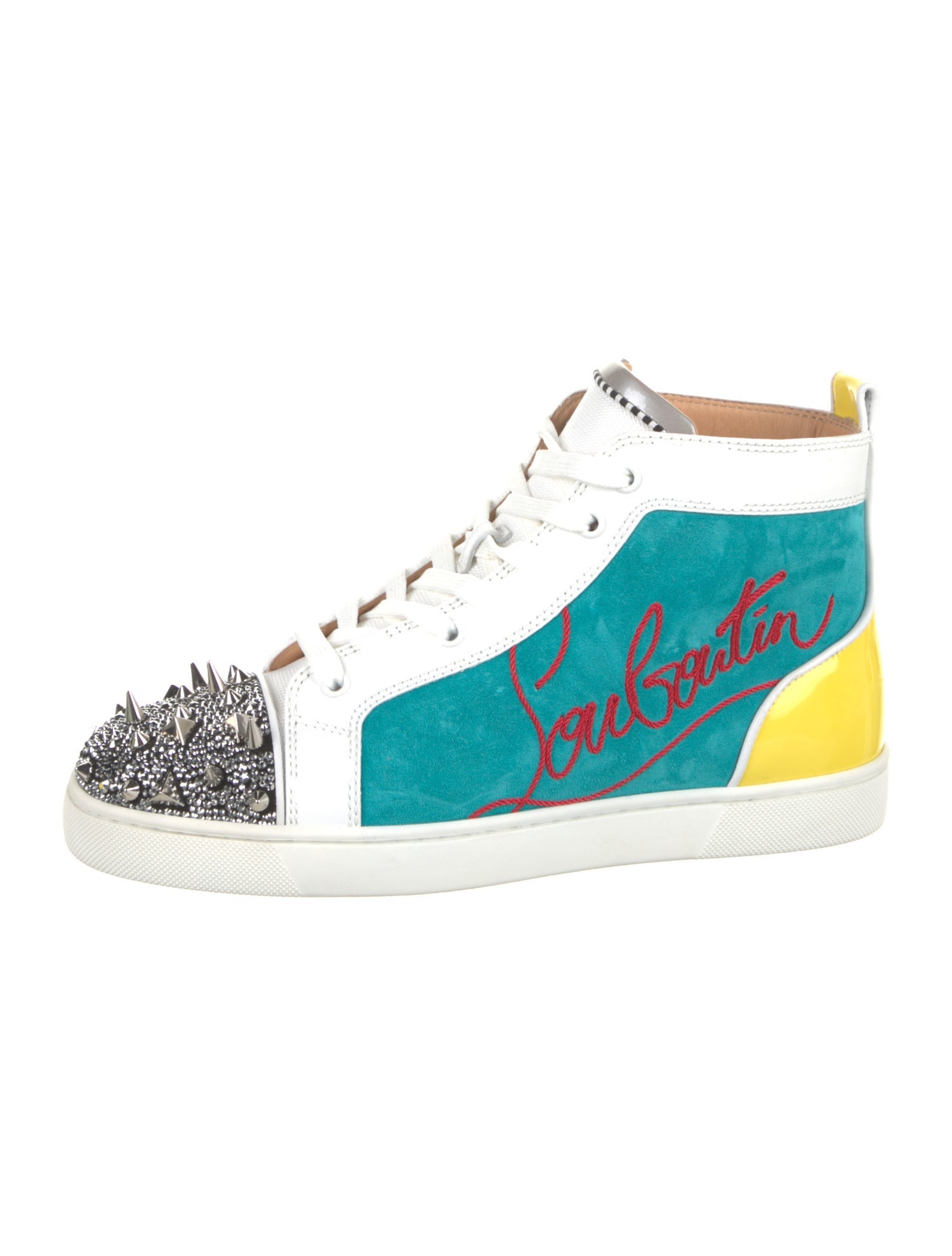 Christian Louboutin Suede Colorblock Pattern Sneakers